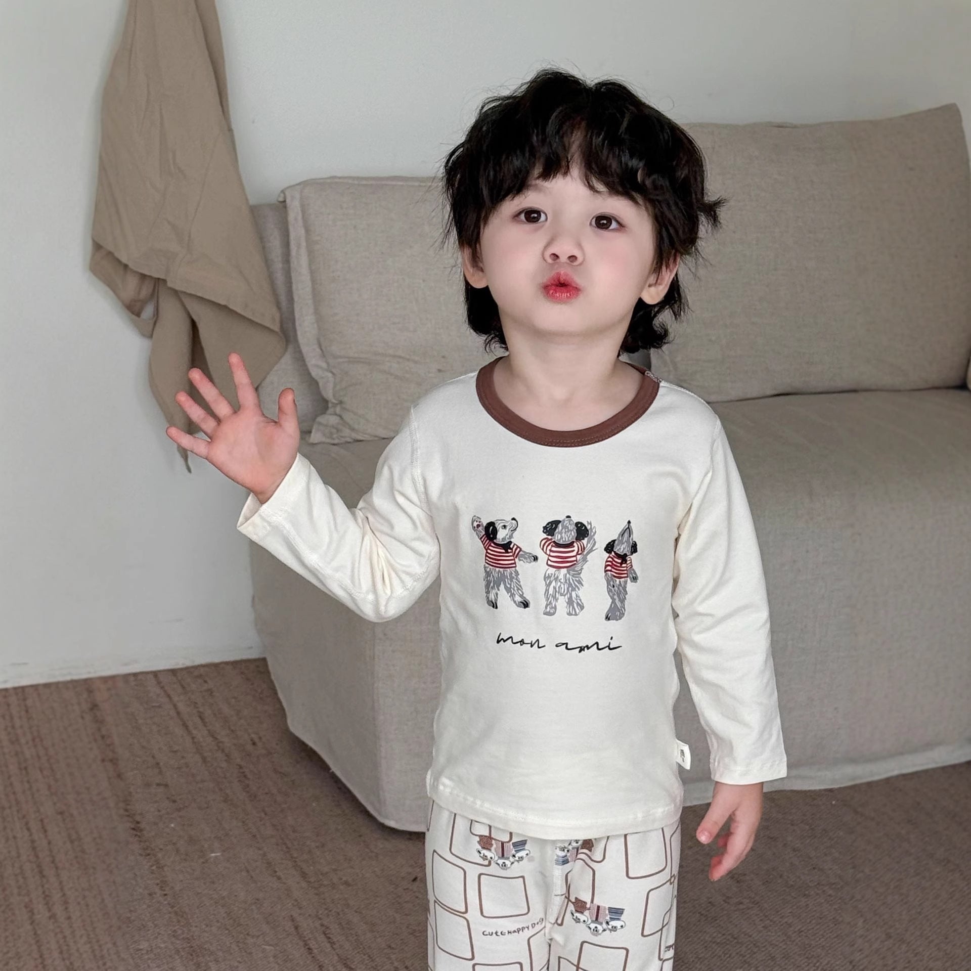 Boneless Pure Cotton Thermal Underwear Set For Boys And Girls Autumn Tops And Pants