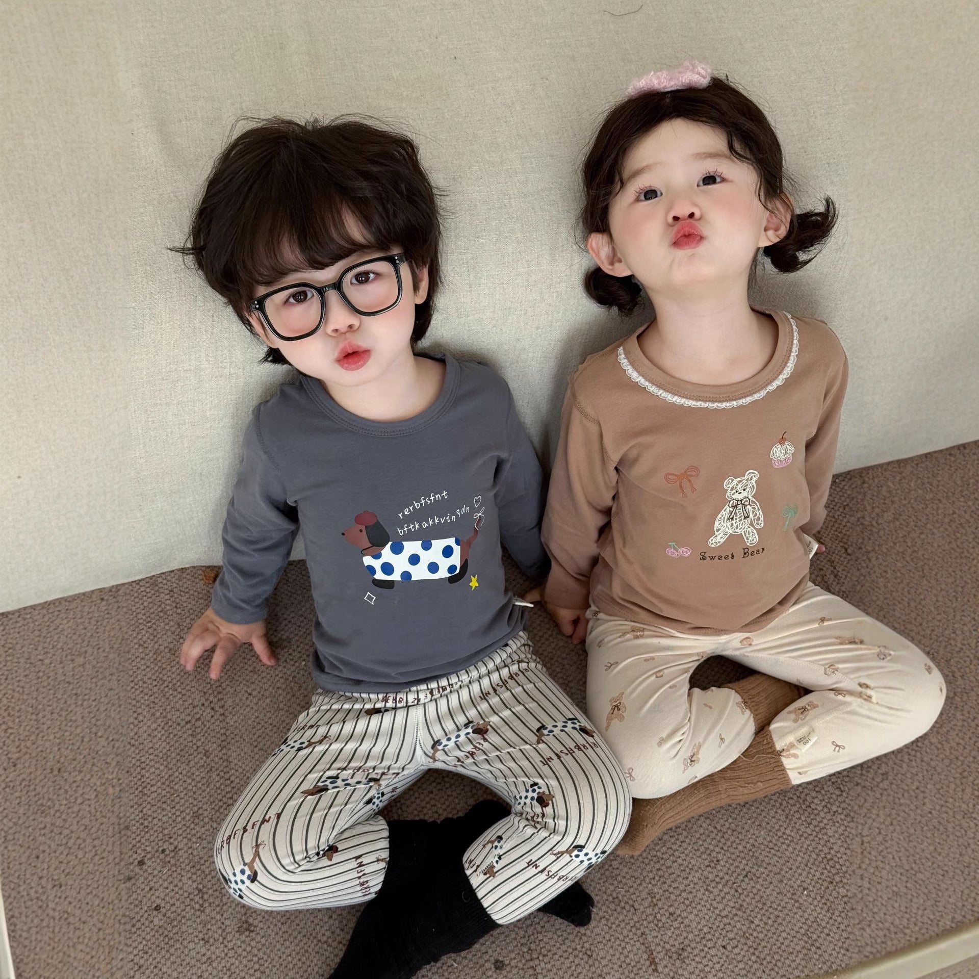 Boneless Pure Cotton Thermal Underwear Set For Boys And Girls Autumn Tops And Pants