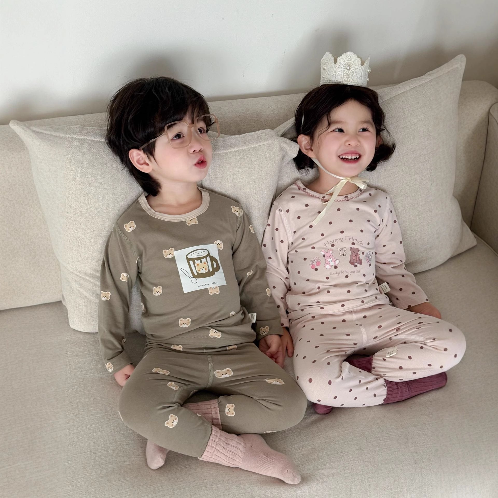 Boneless Pure Cotton Thermal Underwear Set For Boys And Girls Autumn Tops And Pants